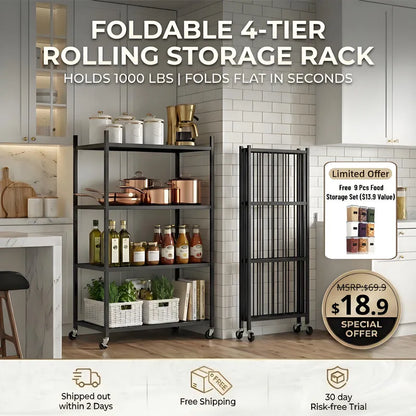 NO ASSEMBLY REQUIRED! 360° Rotating Storage Rack for Effortless Organization