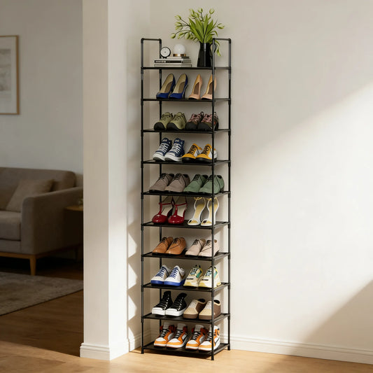 10-Tier Shoe Rack, Sturdy & High-Capacity