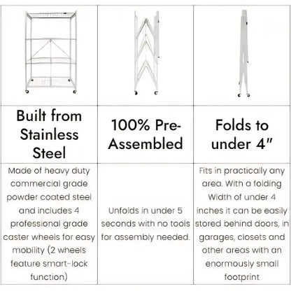 NO ASSEMBLY REQUIRED! 360° Rotating Storage Rack for Effortless Organization